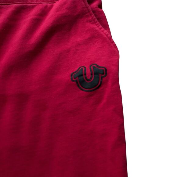 True Religion Pants Mens XXL Red Logo Core Jogger Sweatpant Horseshoe Cuff 28” - Picture 3 of 5